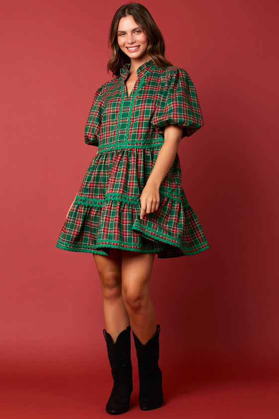 Christmas Plaid Mini Dress