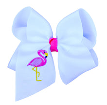  Flamingo Embroidered Bow