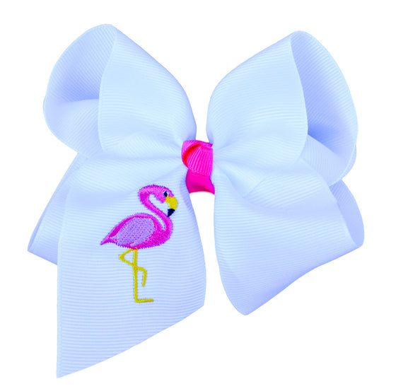 Flamingo Embroidered Bow