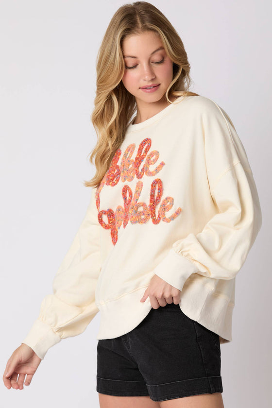 Gobble Gobble Embroidered Sweatshirt