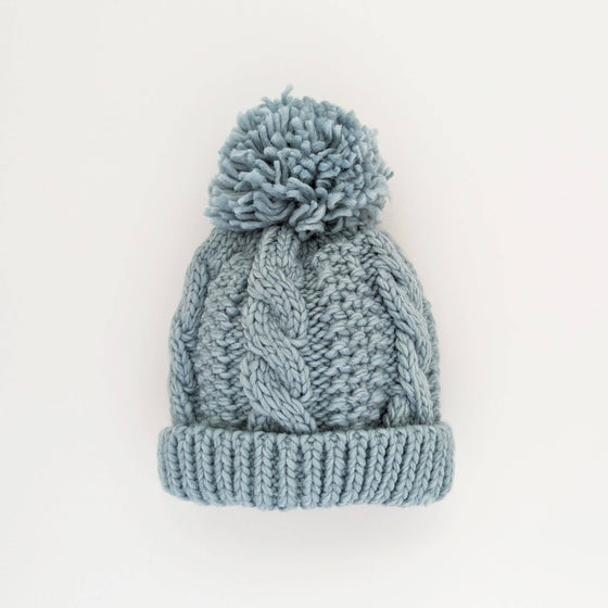 Surf Blue Cable Beanie Hat: (0-6 months)