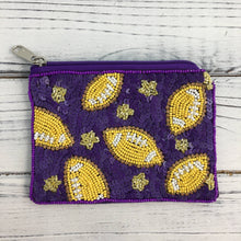  Purple and Gold Sequin Football Coin Purse 