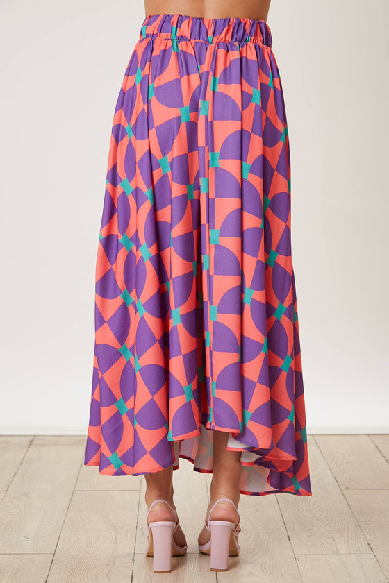 Geometric Print Linen Skirt