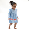 Mushroom House Dress w. Cover: Chambray Blue Dot