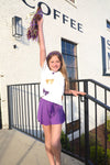 Purple & Gold Bow Sequin Top