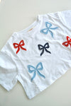Red White and Blue Lace Bow Cropped Top