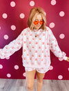 Cherry Bow Printed Sweatshirt and Shorts Set