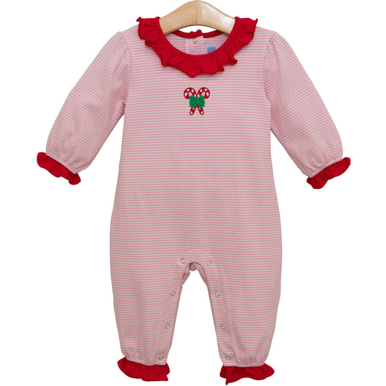 Candy Cane Ruffle Romper
