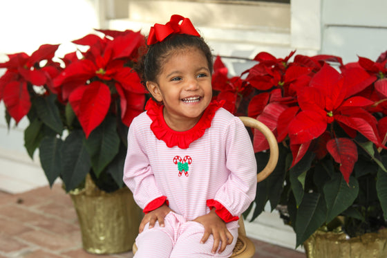 Candy Cane Ruffle Romper