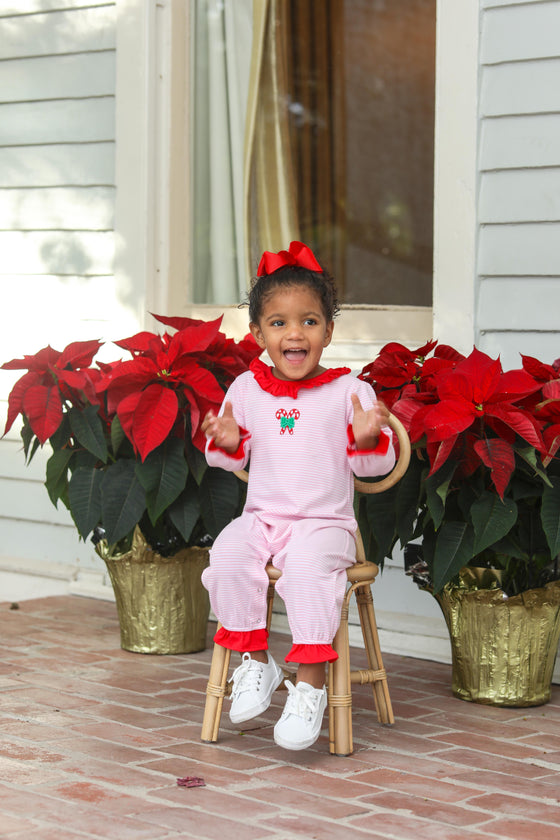 Candy Cane Ruffle Romper