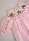 Pink Christmas Tree Smocked Dress