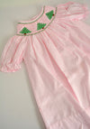 Pink Christmas Tree Smocked Dress
