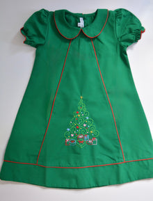  Christmas Tree Embroidered Green Dress