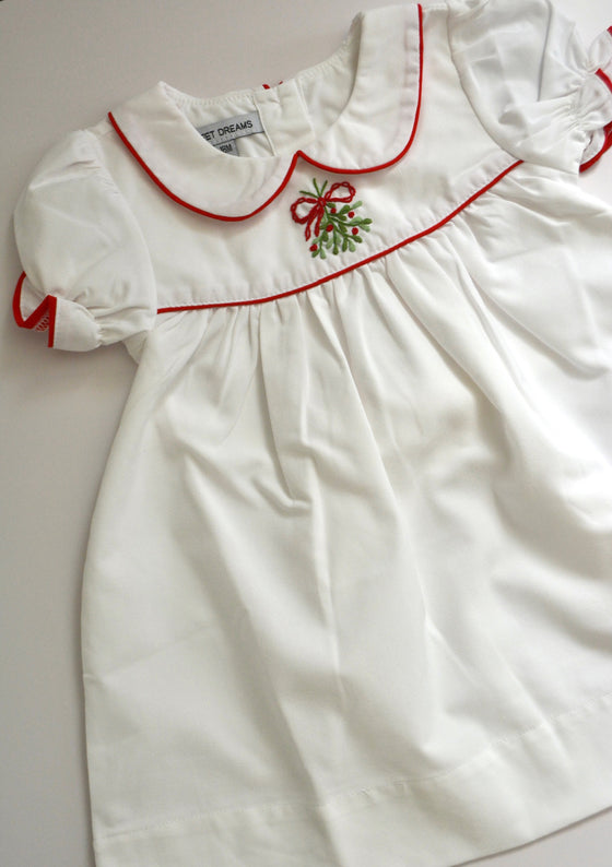 Mistletoe Embroidered White Dress