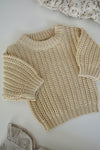 Chunky Knit Braided Sweater: Beige