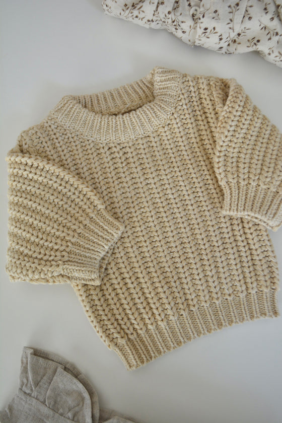 Chunky Knit Braided Sweater: Beige