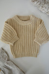 Chunky Knit Braided Sweater: Beige