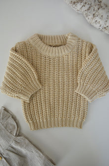  Chunky Knit Braided Sweater: Beige