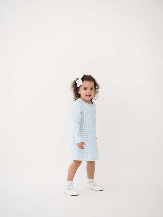 Blue Gingham Susie L/S Dress