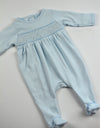 Blue Smocked Footie