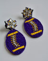 Football earrings- purple and yellow gold