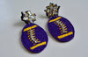 Football earrings- purple and yellow gold