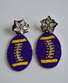 Football earrings- purple and yellow gold