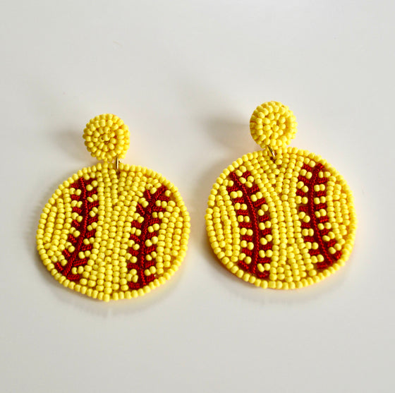 Softball Beaded Earrings