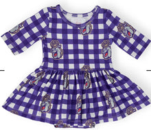  JMU Plaid Duke Dog 3/4 Sleeve Twirl Bodysuit