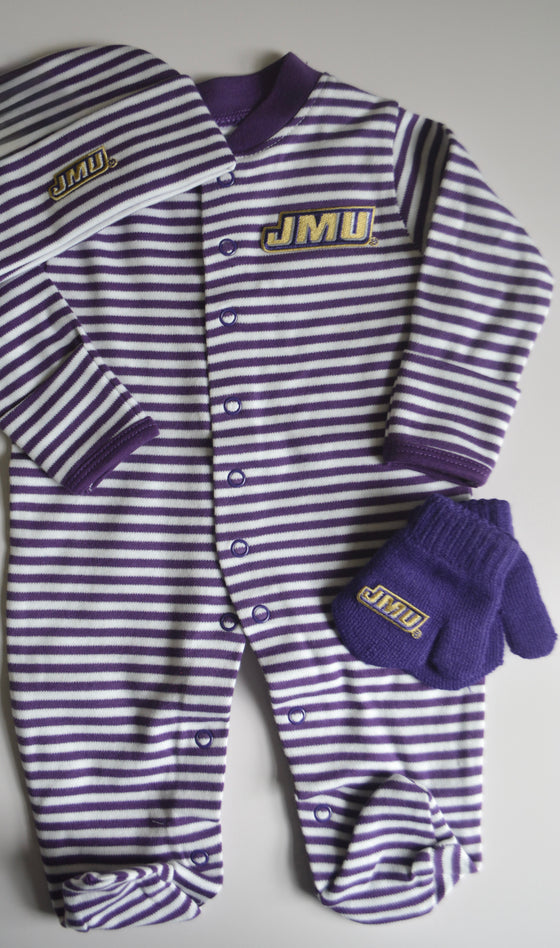 JMU Striped Footed Romper