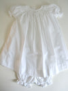 Smocked White Rosebud Pearl Dress w. Bloomers