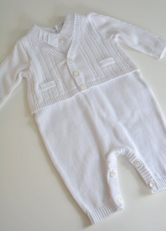 White Cotton L/S Romper