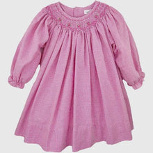  Pink smocked long sleeve dress