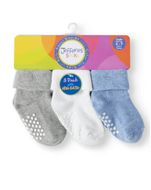  Non-Skid Turn Cuff Socks: 3 Pair Pack