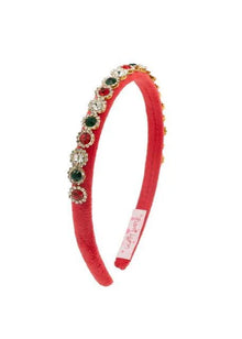  Thin Velvet Jewel Headband - Red