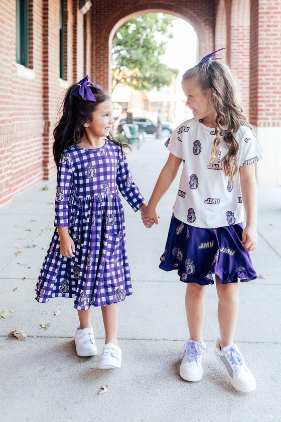 JMU White Duke Dog Ruffle Pocket Tee