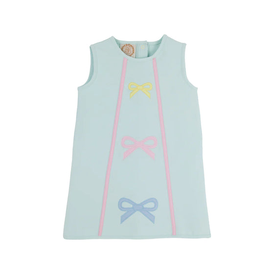 Annie Apron Dress: Bow Applique in Sea Island