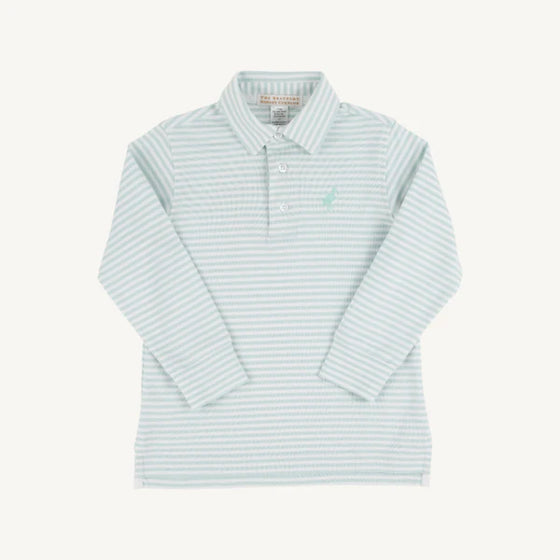 Prim & Proper Polo: Old Greenwich Green Stripe