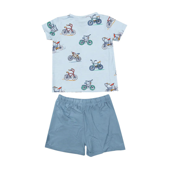 Bikes Blue Crew Neck Tee & Short Set