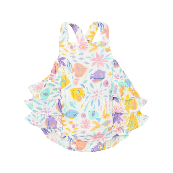 Tropical Fish Floral Ruffle Sunsuit