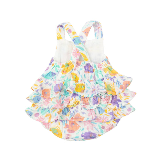 Tropical Fish Floral Ruffle Sunsuit