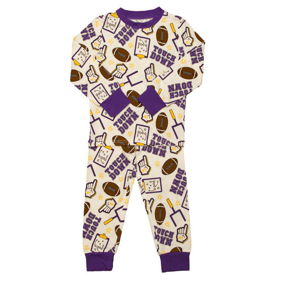 Touchdown Bamboo Pajamas: Purple & Yellow