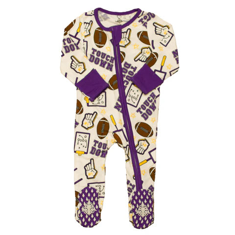 Touchdown Bamboo Pajamas: Purple & Yellow