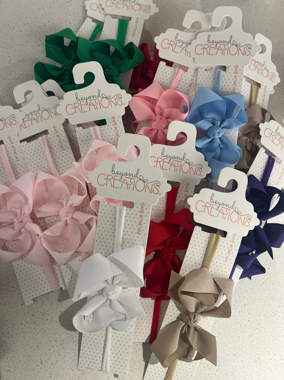 Thin Nylon Headband With 2” Grosgrain Hair Bow