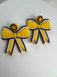  Bow earrings- purple and yellow gold