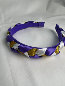  Braided Headband- purple and gold