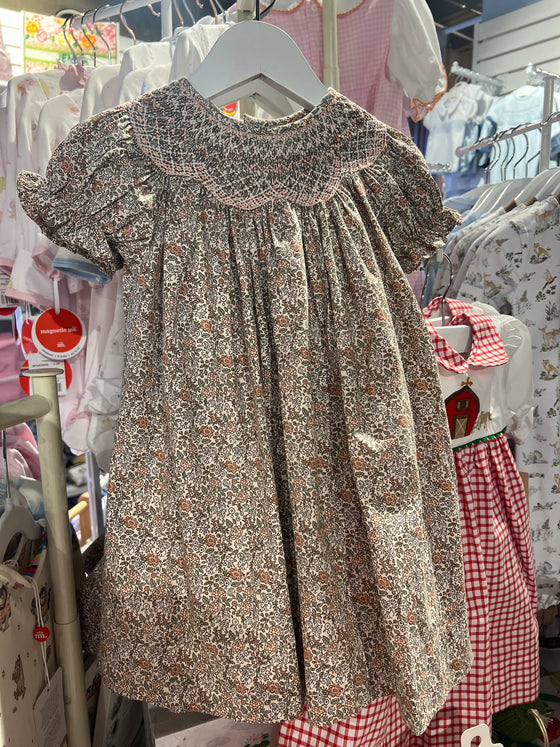 Sabrina Peachy Pink Floral Smocked Dress