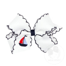  Sailboat Embroidered Moonstitch Bow