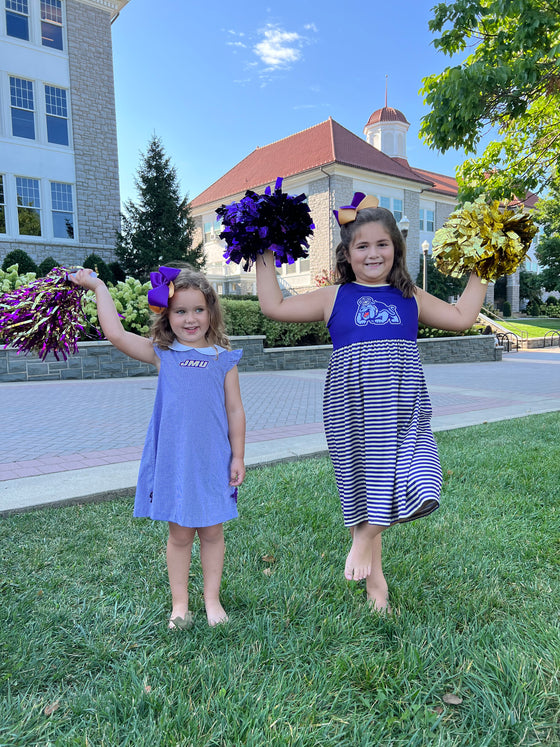 JMU Dukes Embroidered Purple Gingham Dress