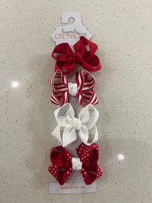  White/Red 4PK: 3" snap clip bows (Copy)